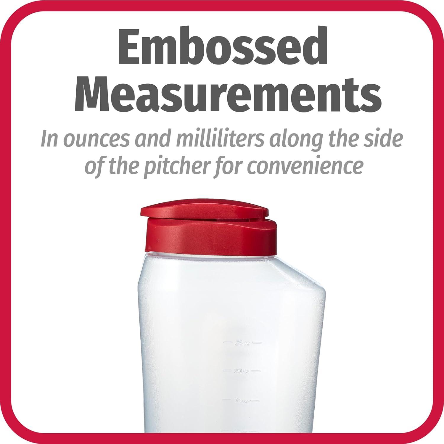 imageGoodCook 1 Quart Bottle BPA Free Mixing Pitcher with Lid Snap Lock Easy Pour Lid Drink Containers for Fridge Liquid Storage Container Jugs for Drinks Plastic Bottles with Lids32 Ounces