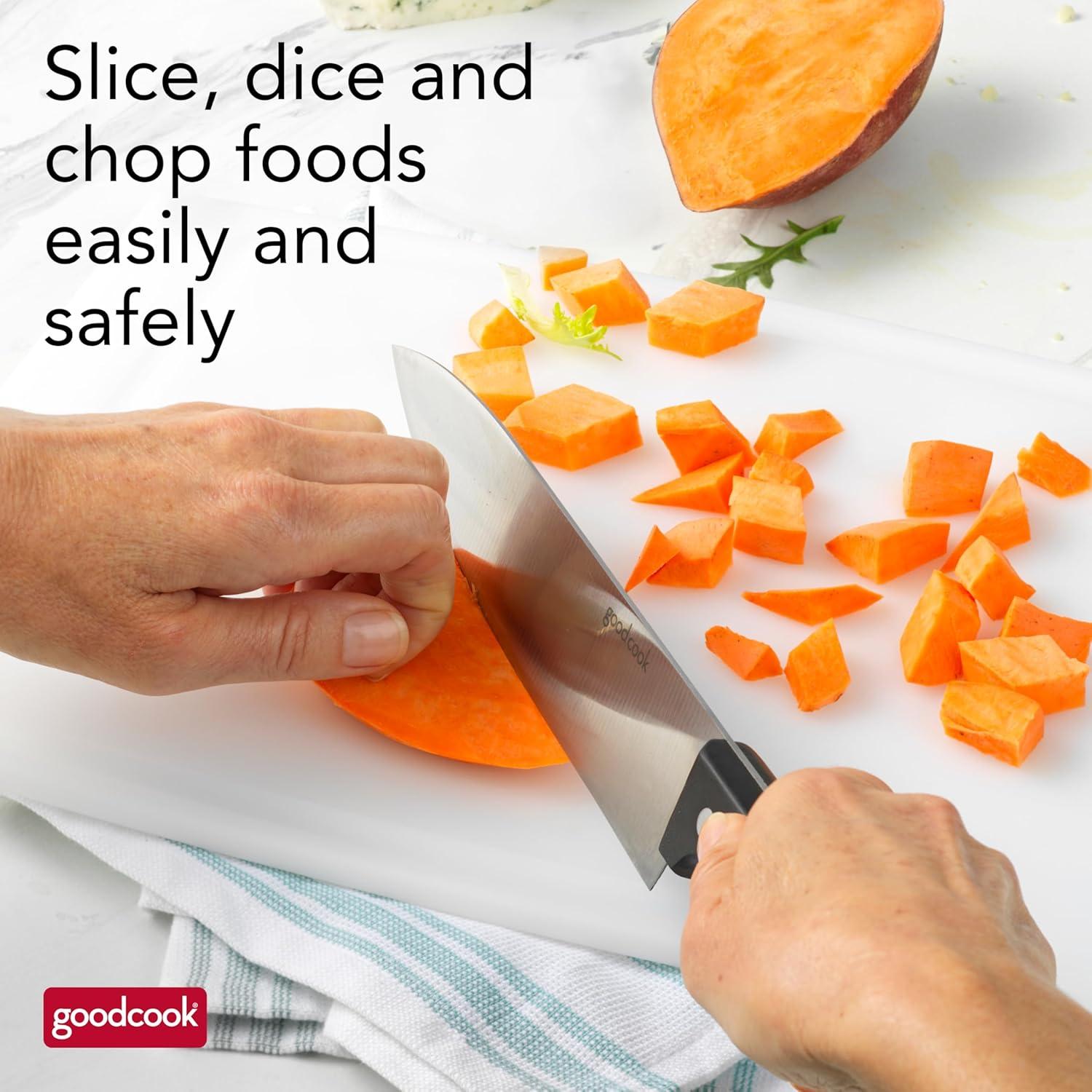 imageGoodCook Everyday 8Inch Chefs Knife FullTang HighCarbon Stainless Steel Blade TripleRiveted Handle Versatile Kitchen Knife for Meat Vegetables and Herbs Balanced and Durable
