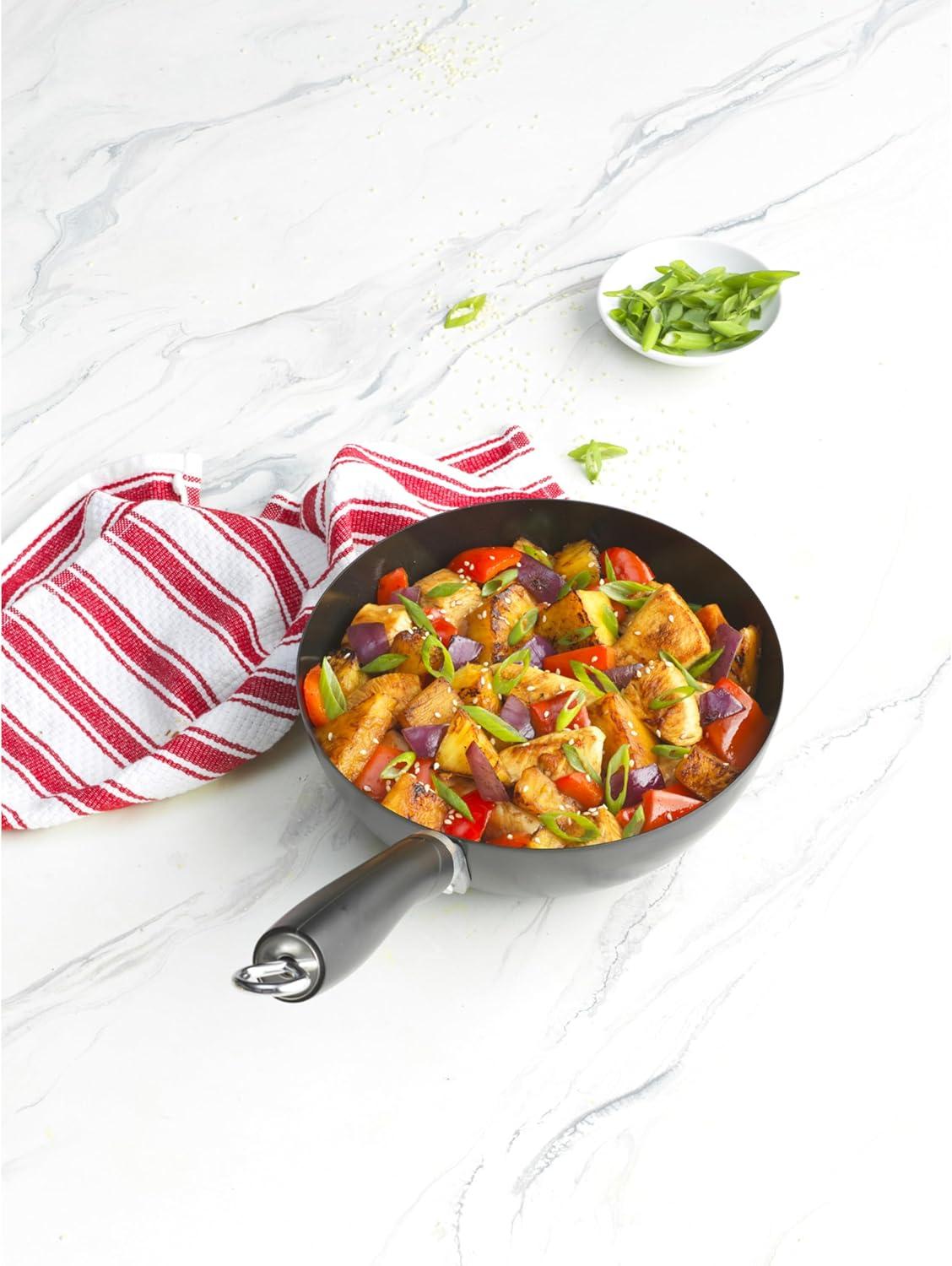 imageGoodCook Everyday Nonstick 11Inch Stir Fry Pan Deep Walled Skillet for Easy Mixing EvenHeating Aluminum Wok Ergonomic Handle Charcoal Silicone Lacquer Black Frying Pan8Inch Wok Pack of 2