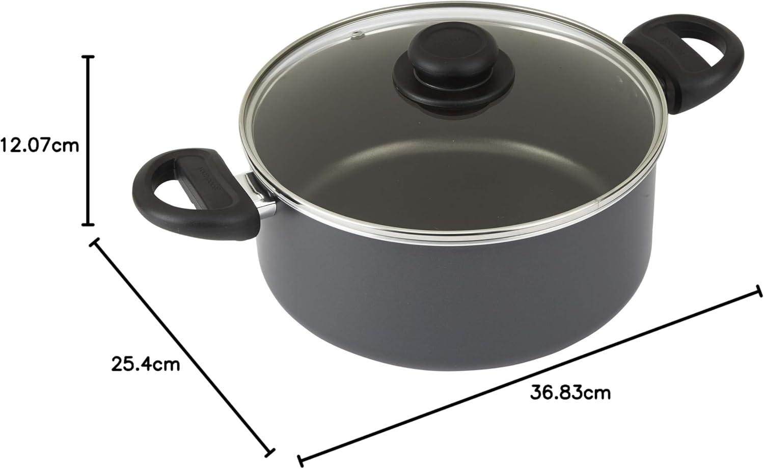 imageGoodCook Everyday Nonstick Dutch Oven with Lid 47 Quart Black Aluminum Base for Even Heating Tempered Glass Lid Ergonomic Flame Guard Handles Easy to Clean Ideal for Soups and Stews47 Qt Dutch Oven