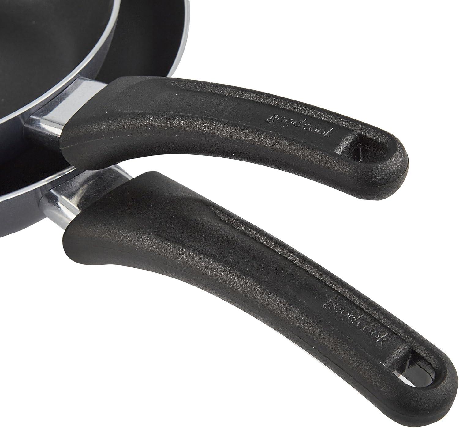 imageGoodCook Nonstick Aluminum Frying Pan Set 8quot and 10quot Skillets Black Even Heating StayCool Ergonomic Handle PFOAFree Nonstick Coating Ideal for Sauting Searing and Frying2Pack Fry Pan Set