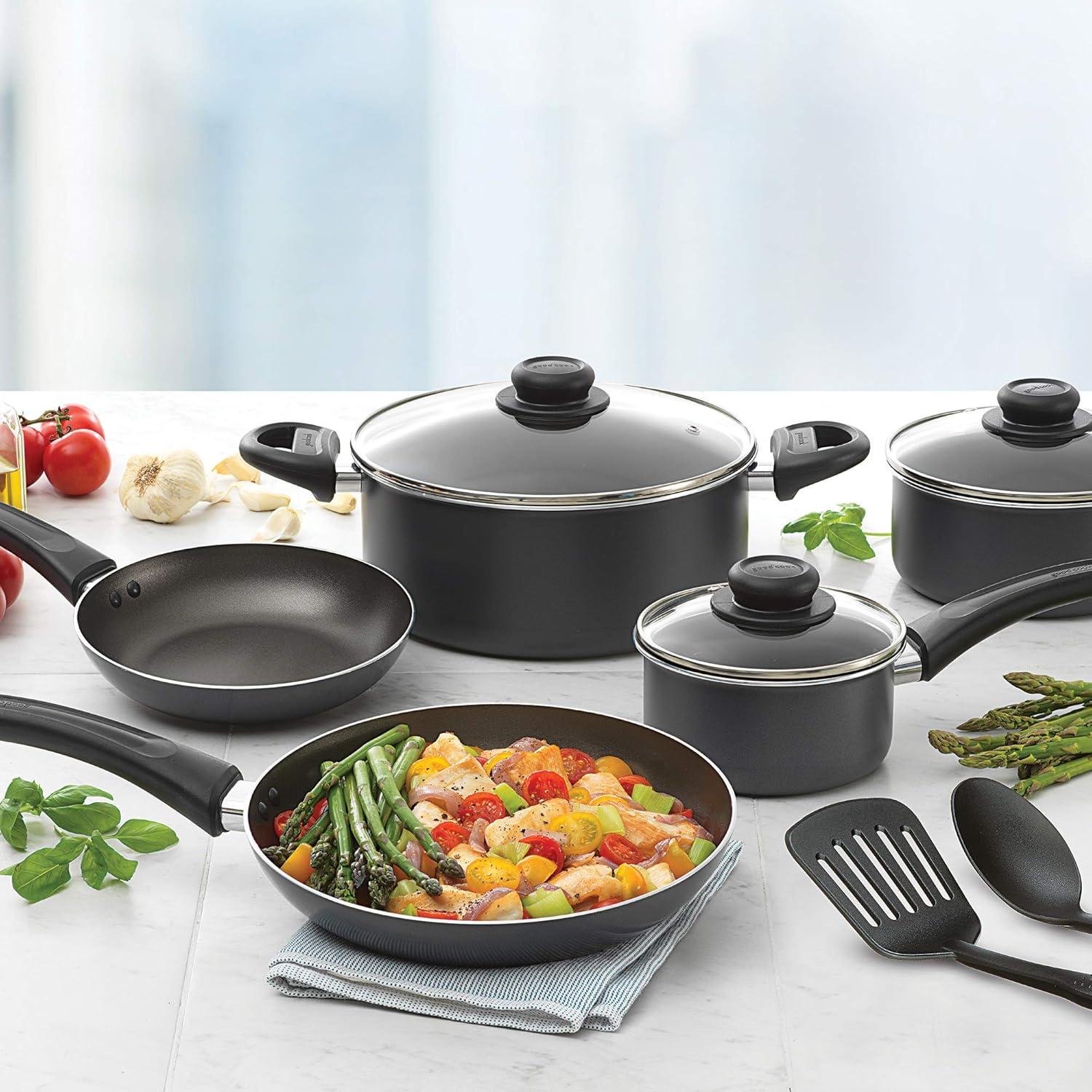 imageGoodCook Nonstick Aluminum Frying Pan Set 8quot and 10quot Skillets Black Even Heating StayCool Ergonomic Handle PFOAFree Nonstick Coating Ideal for Sauting Searing and Frying10Piece