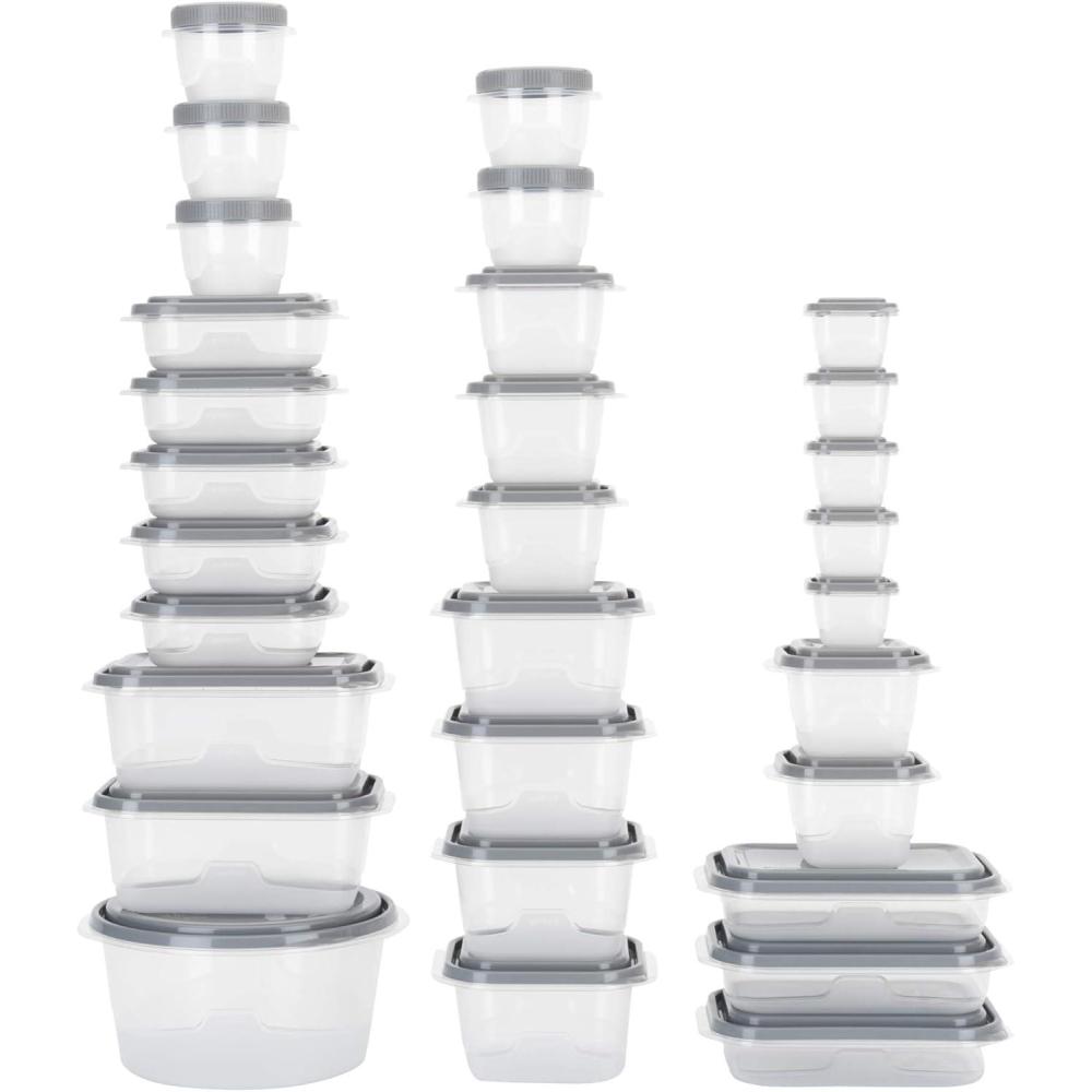 imageGoodCook EveryWare 60pc Container Set BPA Free  60Piece Food Container Set Microwave and Freezer Safe Embossed Measurements Secure Lids