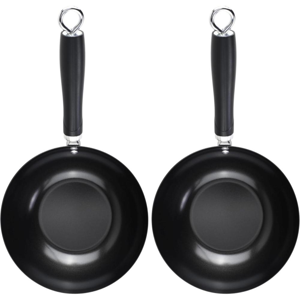 imageGoodCook Everyday Nonstick 11Inch Stir Fry Pan Deep Walled Skillet for Easy Mixing EvenHeating Aluminum Wok Ergonomic Handle Charcoal Silicone Lacquer Black Frying Pan8Inch Wok Pack of 2