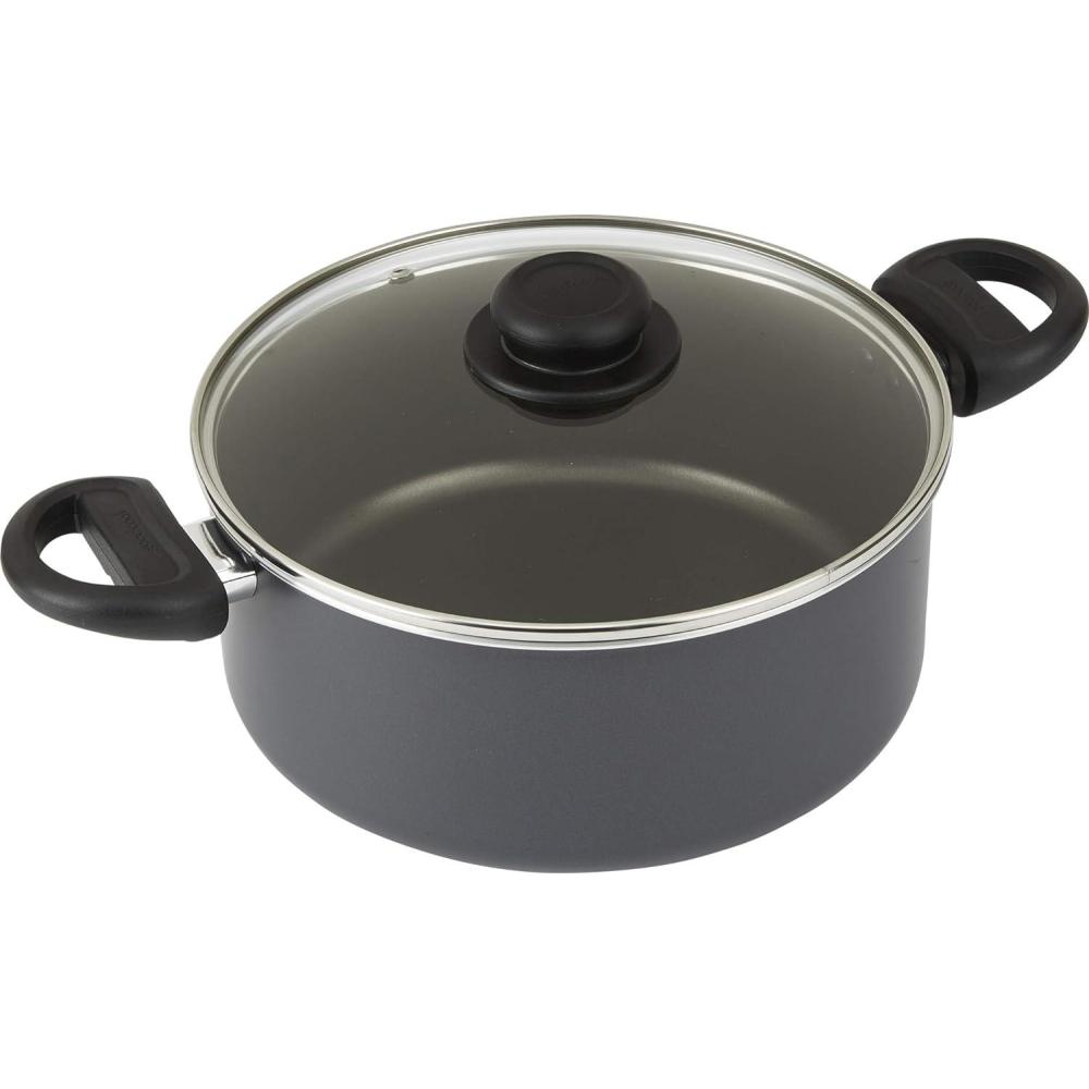 imageGoodCook Everyday Nonstick Dutch Oven with Lid 47 Quart Black Aluminum Base for Even Heating Tempered Glass Lid Ergonomic Flame Guard Handles Easy to Clean Ideal for Soups and Stews47 Qt Dutch Oven