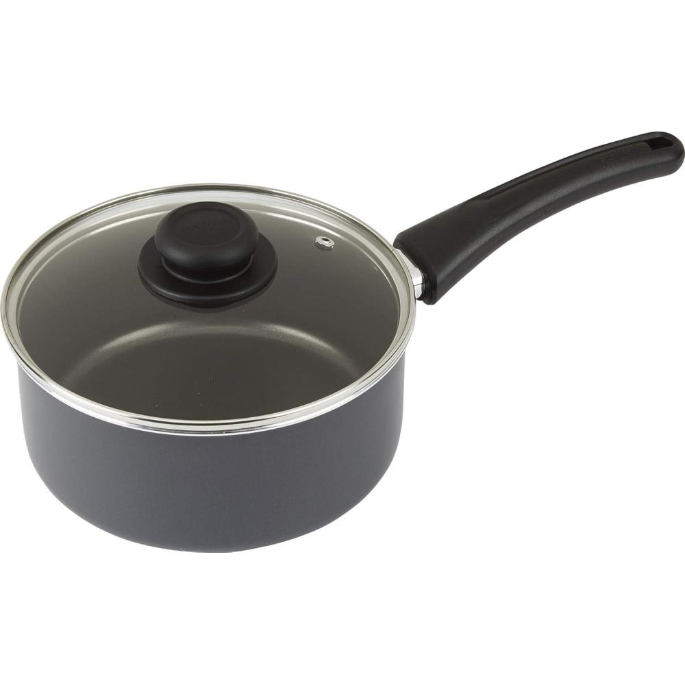 imageGoodCook Everyday Nonstick Sauce Pan wLid 2 Quart Black3 Quarts