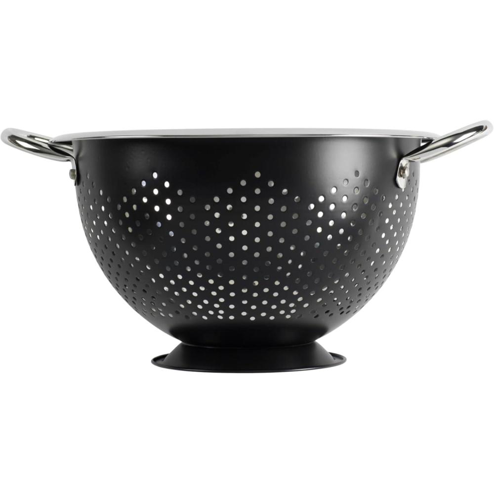 imageGoodCook Gourmet Colander 5qt capacity Stainless Steel with Handles and Elevated Pedestal Foot Bold Black