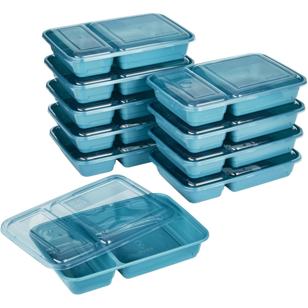 imageGoodCook Meal Prep Rectangle Two Compartment 20Piece Teal Made without BPA