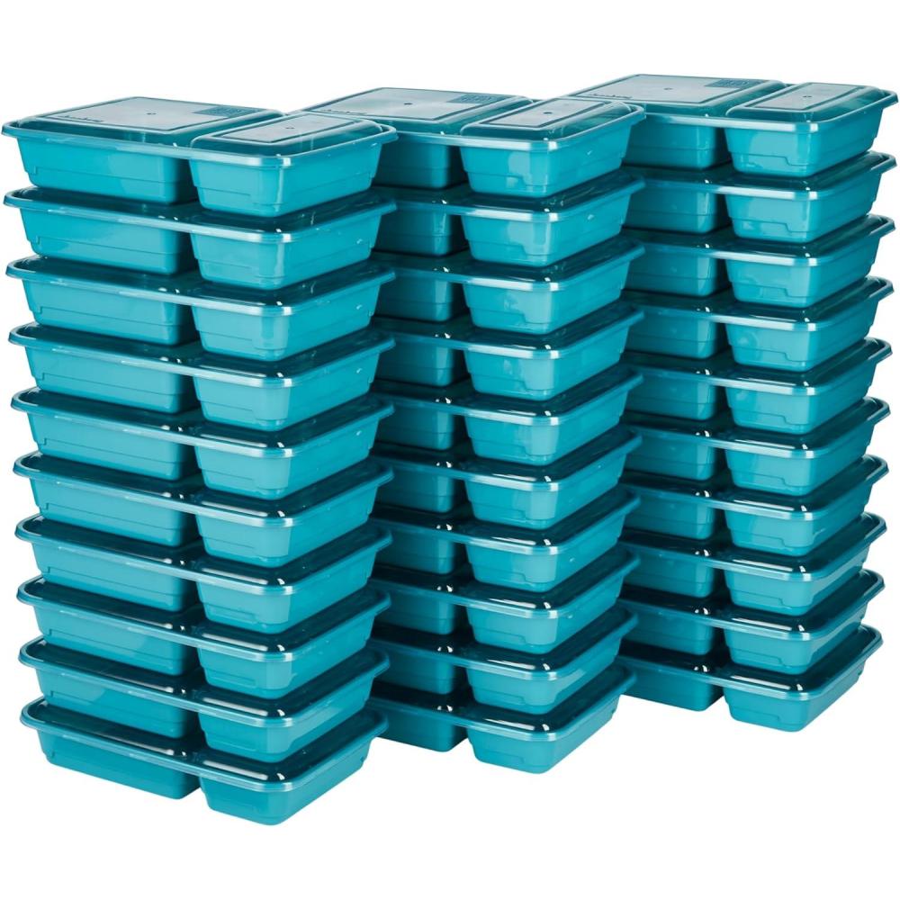 imageGoodCook Meal Prep Rectangle Two Compartment 60Piece Teal Made without BPA60Piece Set
