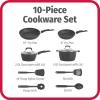GoodCook 12-Piece Micro-Divot Nonstick Aluminum Cookware Set with Pans, Dutch Oven, Spoon and Turner, Black (6184)(10 piece set)