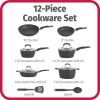 GoodCook 12-Piece Micro-Divot Nonstick Aluminum Cookware Set with Pans, Dutch Oven, Spoon and Turner, Black (6184)(12 piece set)