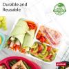 GoodCook Meal Prep Rectangle Three Compartment 20-Piece, White, Made without BPA(10 Sets)