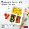 GoodCook Meal Prep Rectangle Three Compartment 20-Piece, White, Made without BPA(10 Sets)