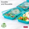 GoodCook Meal Prep Rectangle Two Compartment 20-Piece, Teal, Made without BPA