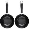 GoodCook Everyday Nonstick 11-Inch Stir Fry Pan, Deep Walled Skillet for Easy Mixing, Even-Heating Aluminum Wok, Ergonomic Handle, Charcoal Silicone Lacquer, Black Frying Pan(8-Inch Wok (Pack of 2))