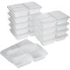 GoodCook Meal Prep Rectangle Three Compartment 20-Piece, White, Made without BPA(10 Sets)