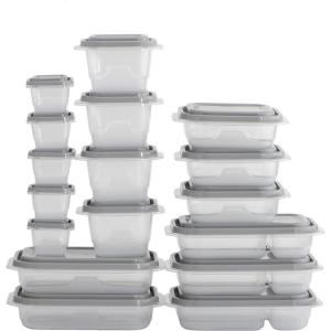 GoodCook EveryWare 34-Piece BPA-Free Plastic Food Storage Containers with Lids (Set of 17), Clear/Grey