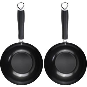 GoodCook Everyday Nonstick 11-Inch Stir Fry Pan, Deep Walled Skillet for Easy Mixing, Even-Heating Aluminum Wok, Ergonomic Handle, Charcoal Silicone Lacquer, Black Frying Pan(8-Inch Wok (Pack of 2))