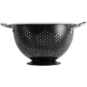 GoodCook Gourmet Colander, 5qt capacity, Stainless Steel with Handles and Elevated Pedestal Foot, Bold Black
