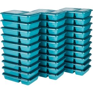 GoodCook Meal Prep Rectangle Two Compartment 60-Piece, Teal, Made without BPA(60-Piece Set)