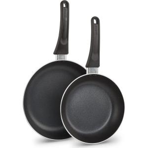 GoodCook Nonstick Aluminum Frying Pan Set, 8″ and 10″ Skillets, Black, Even Heating, Stay-Cool Ergonomic Handle, PFOA-Free Nonstick Coating, Ideal for Sautéing, Searing, and Frying(2-Pack Fry Pan Set)
