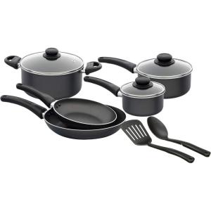 GoodCook Nonstick Aluminum Frying Pan Set, 8″ and 10″ Skillets, Black, Even Heating, Stay-Cool Ergonomic Handle, PFOA-Free Nonstick Coating, Ideal for Sautéing, Searing, and Frying(10-Piece)