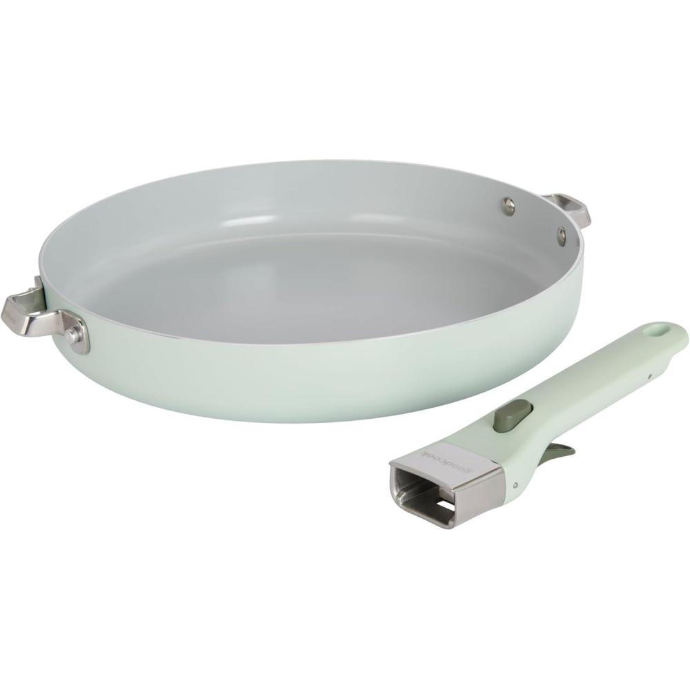 imageGoodCook Ceramic Frying Pan Skillet with Removable Handle Induction Compatible Nonstick and Oven Safe 12Inch Sage Green12Inch Fry Pan