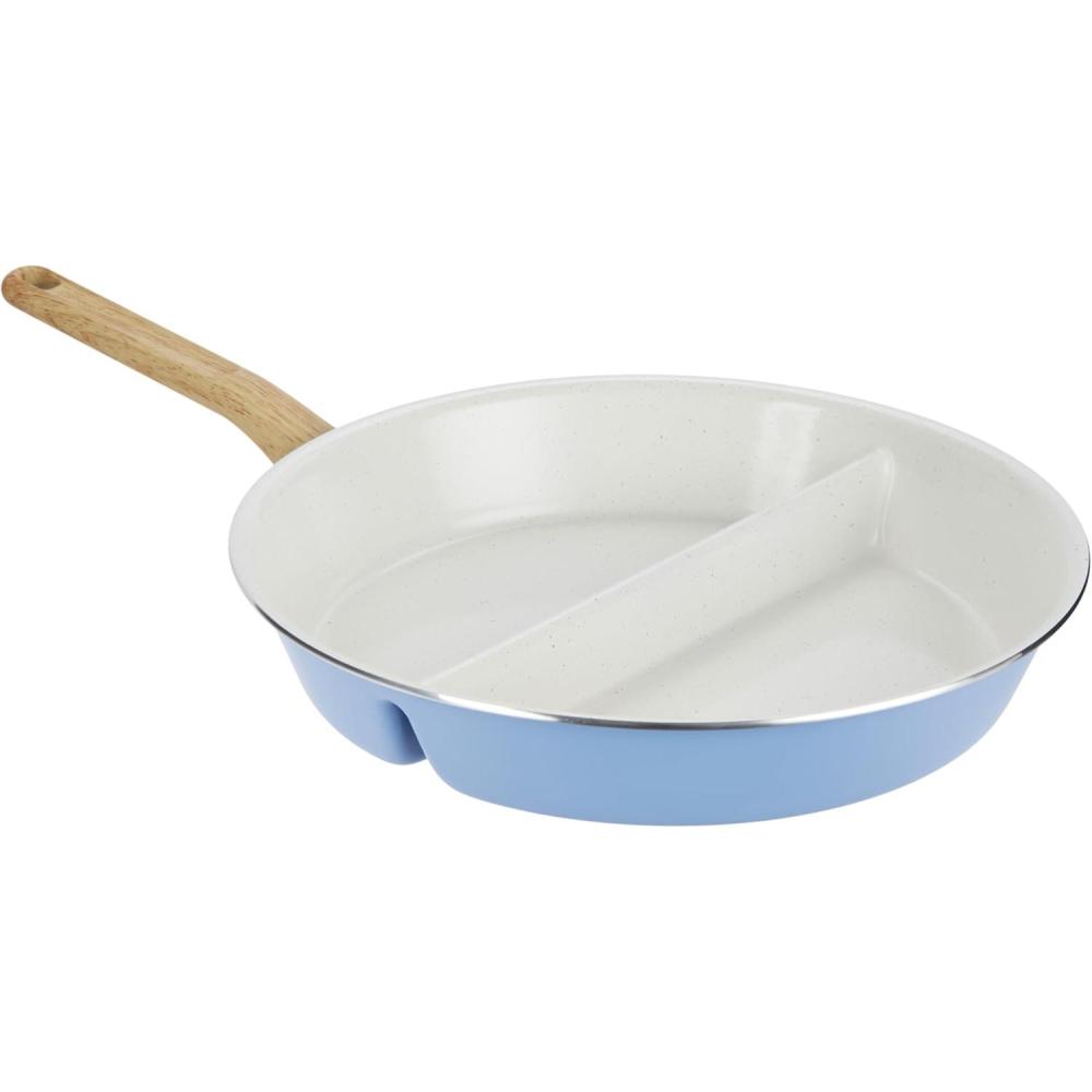 imageGoodCook Healthy Ceramic TitaniumInfused 12quot Divided Skillet Light Blue  Ceramic Cookware Nonstick Cooking Pan Divided Frying Pan Skillet for Eggs Meats Vegetables Sauces Warming Tortillas12 Divided Skillet