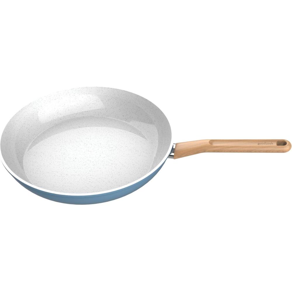 imageGoodCook Healthy Ceramic TitaniumInfused 3Piece Fry Pan Set Light Blue Induction Cookware Nonstick Cooking Pan Frying Pan Skillet for Eggs Meats Vegetables Sauces Warming Tortillas12Inch 1 pan