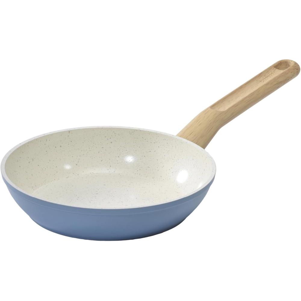 imageGoodCook Healthy Ceramic TitaniumInfused 3Piece Fry Pan Set Light Blue Induction Cookware Nonstick Cooking Pan Frying Pan Skillet for Eggs Meats Vegetables Sauces Warming Tortillas8Inch 1 pan
