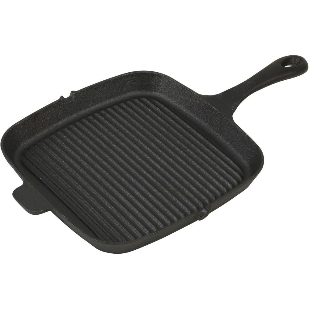 imageGoodCook PreSeasoned Cast Iron Grill Pan 1075 Inch BlackGrill Pan