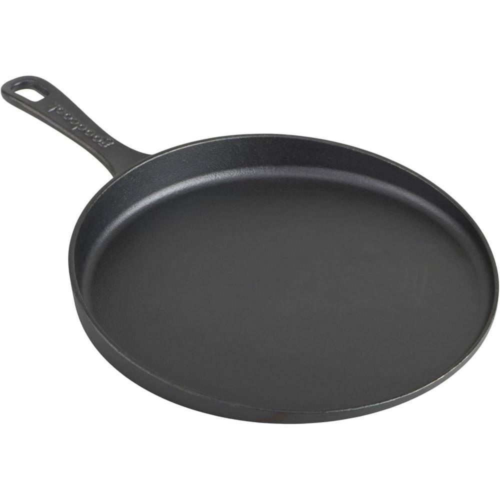 imageGoodCook PreSeasoned Cast Iron Pizza Pan 105Inch Round Skillet for Pizza Crepes and Pancakes Durable Even Heating Cookware Oven Safe to 500F Versatile Black Cast Iron Pan