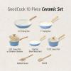 GoodCook 10-Piece Healthy Ceramic Titanium-Infused Cookware Set, Light Blue – Pots, Pans, Steamer, Spoon & Turner – Induction Cookware, Kitchen Pots & Pans Set, Nonstick Cooking Pan Set(Light Blue)