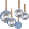 GoodCook 10-Piece Healthy Ceramic Titanium-Infused Cookware Set, Light Blue – Pots, Pans, Steamer, Spoon & Turner – Induction Cookware, Kitchen Pots & Pans Set, Nonstick Cooking Pan Set(Light Blue)