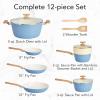 GoodCook 12-Piece Healthy Ceramic Titanium-Infused Cookware Set, Light Blue – Pots, Pans, Steamer, Spoon & Turner – Induction Cookware, Kitchen Pots & Pans Set, Nonstick Cooking Pan Set(12 Piece Cookware Set)