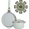 GoodCook Ceramic Frying Pan Skillet with Removable Handle, Induction Compatible, Nonstick and Oven Safe, 12-Inch, Sage Green(5-Piece Set with 9.5-Inch Fry Pan)