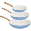 GoodCook Healthy Ceramic Titanium-Infused 3-Piece Fry Pan Set, Light Blue – Induction Cookware, Nonstick Cooking Pan, Frying Pan Skillet for Eggs, Meats, Vegetables, Sauces, Warming Tortillas(Assorted (3 pans))