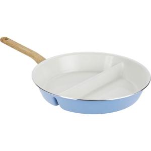 GoodCook Healthy Ceramic Titanium-Infused 12″ Divided Skillet, Light Blue – Ceramic Cookware, Nonstick Cooking Pan, Divided Frying Pan Skillet for Eggs, Meats, Vegetables, Sauces, Warming Tortillas(12″ Divided Skillet)