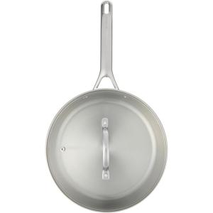 GoodCook Stainless Steel Sauce Pan with Strainer Lid Oven-Safe to 500F & Induction-Safe Compatible with All Stovetops 3-Layer Construction for Even Heating PTFE & PFOA Free, 2.5-Quarts, Silver(3-Quarts)