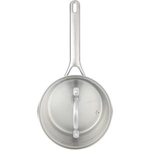 GoodCook Stainless Steel Sauce Pan with Strainer Lid Oven-Safe to 500F & Induction-Safe Compatible with All Stovetops 3-Layer Construction for Even Heating PTFE & PFOA Free, 2.5-Quarts, Silver(2.5-Quarts)