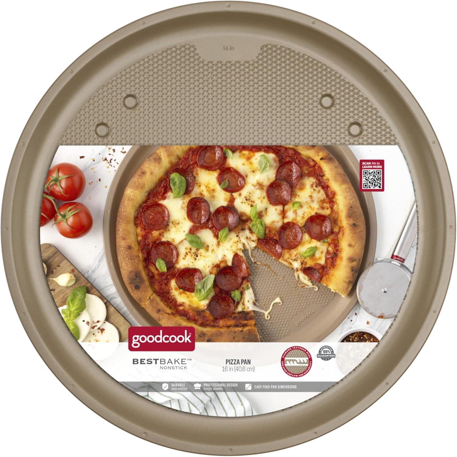 imageGoodCook BestBake Nonstick Textured Carbon Steel Pizza Pan 16quot Bronze