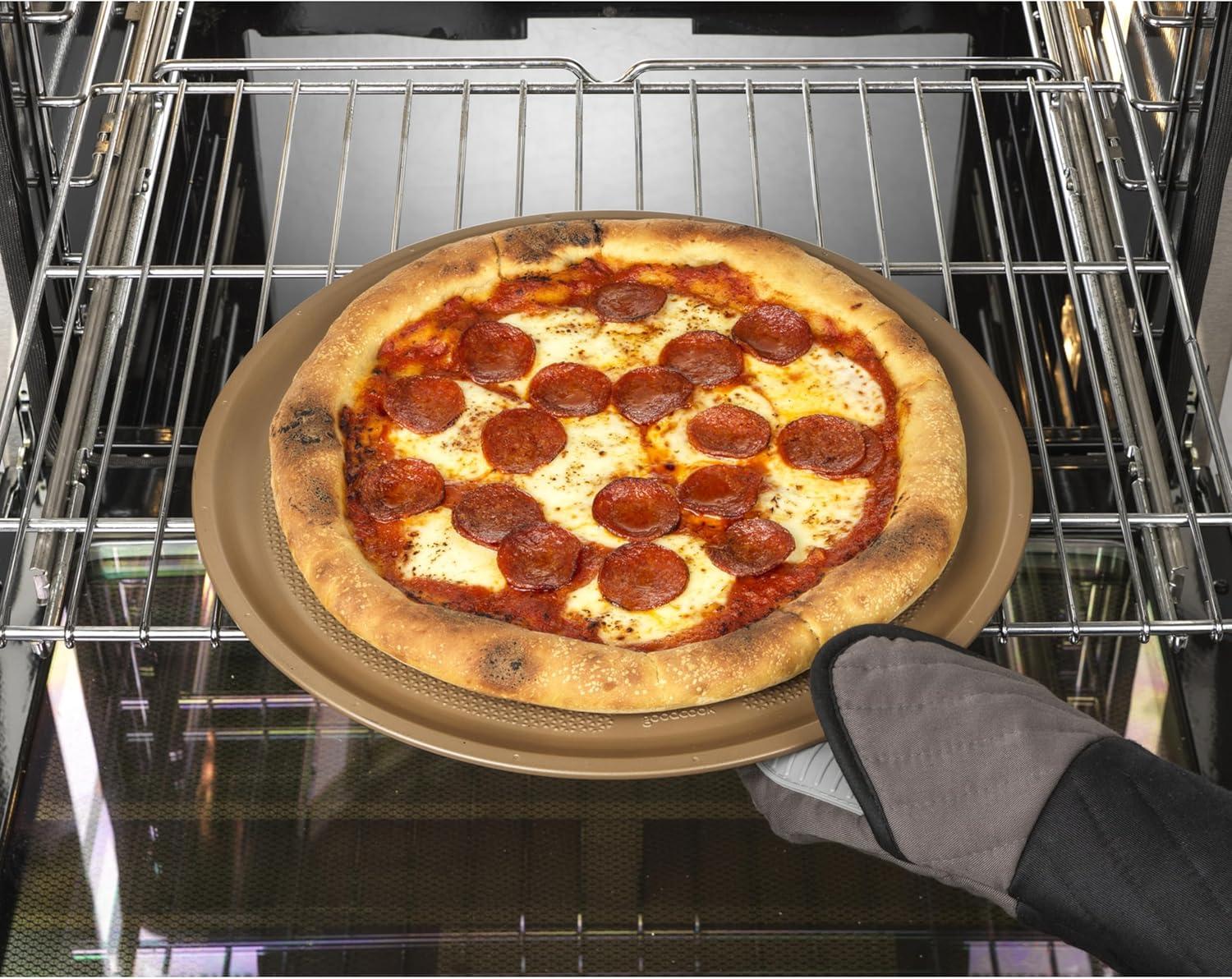 imageGoodCook BestBake Nonstick Textured Carbon Steel Pizza Pan 16quot Bronze