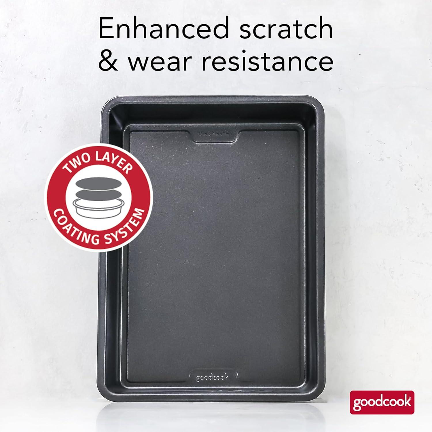 imageGoodCook PRO Oblong Baking Pan Nonstick Warp ampamp ScratchResistant DishwasherSafe Carbon Steel Construction for Even Baking Oven Safe to 480F 9 x 13Inch Gray