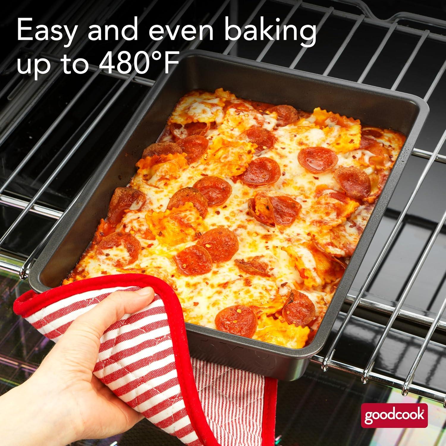 imageGoodCook PRO Oblong Baking Pan Nonstick Warp ampamp ScratchResistant DishwasherSafe Carbon Steel Construction for Even Baking Oven Safe to 480F 9 x 13Inch Gray