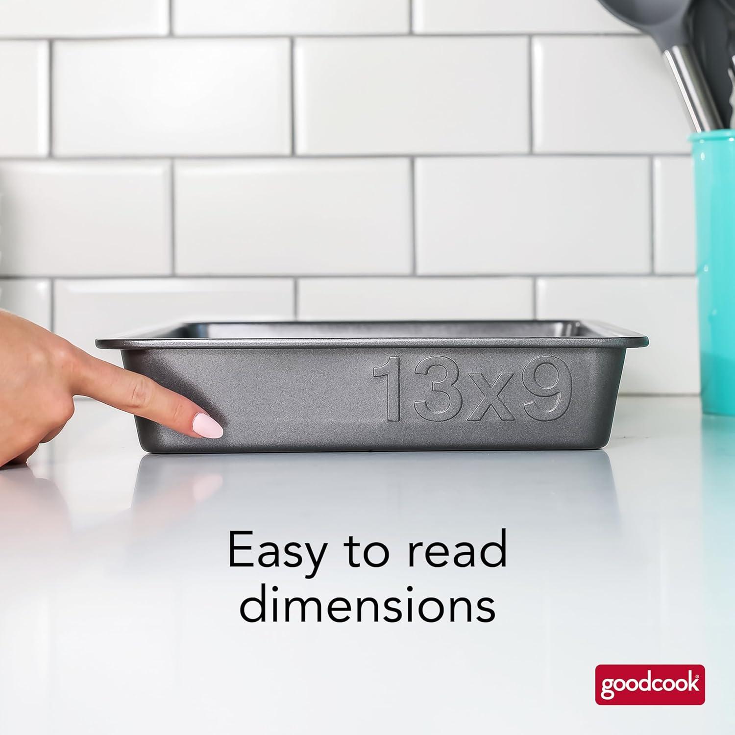imageGoodCook PRO Oblong Baking Pan Nonstick Warp ampamp ScratchResistant DishwasherSafe Carbon Steel Construction for Even Baking Oven Safe to 480F 9 x 13Inch Gray