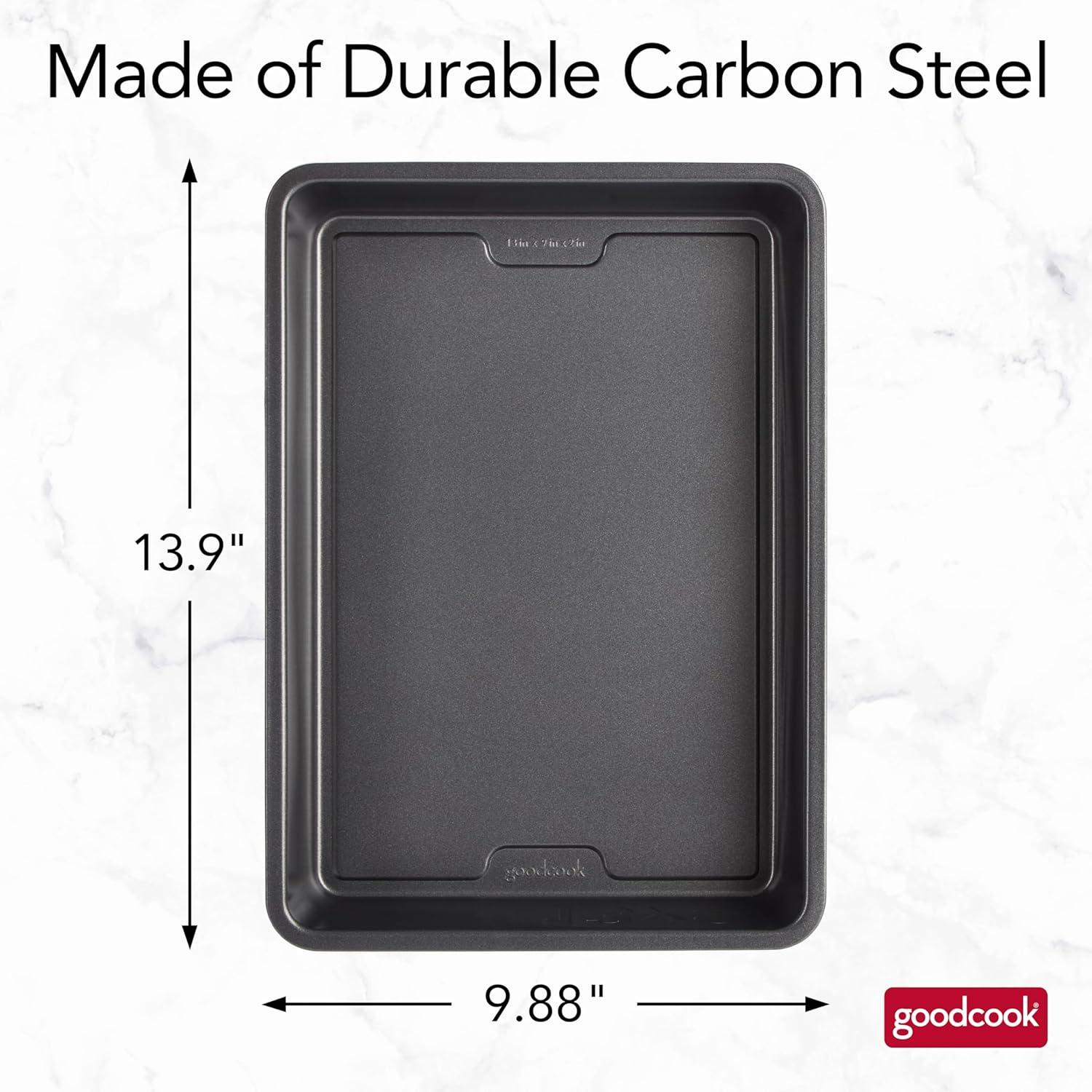 imageGoodCook PRO Oblong Baking Pan Nonstick Warp ampamp ScratchResistant DishwasherSafe Carbon Steel Construction for Even Baking Oven Safe to 480F 9 x 13Inch Gray