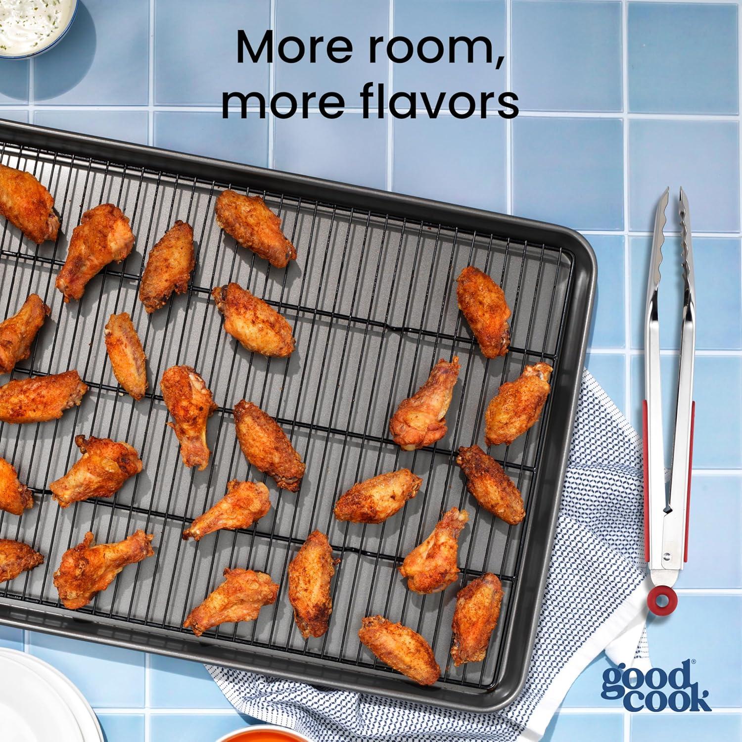 imageGoodCook Set of 2 Everyday Nonstick XL Cookie Sheet and XL Cooling Grid Gray