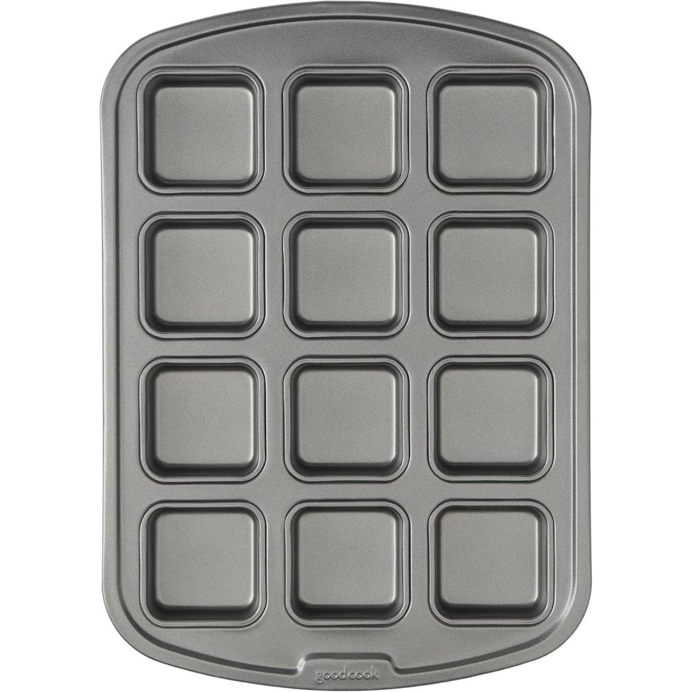 imageGoodCook 12Cavity Nonstick Steel Mini BiteSize Dessert Bar Pan GrayBite Size Dessert Bar Pan