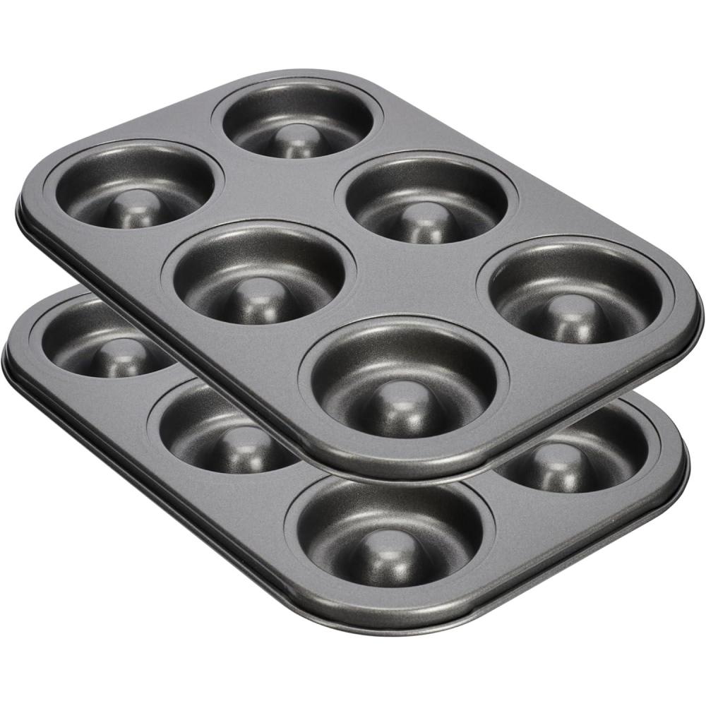 imageGoodCook 12Cavity Nonstick Steel Mini BiteSize Dessert Bar Pan GrayDonut Baking Pan