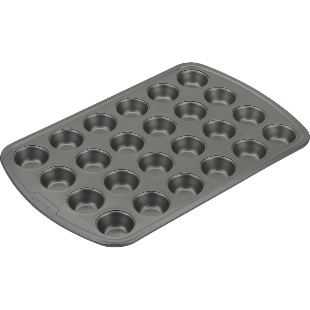 imageGoodCook 24Cup Mini Nonstick Steel Muffin and Cupcake Pan 24Cup BiteSize Muffin Pan with 178quot Cups Gray